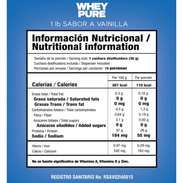 WHEY PURE 1 LIBRAS VAINILLA